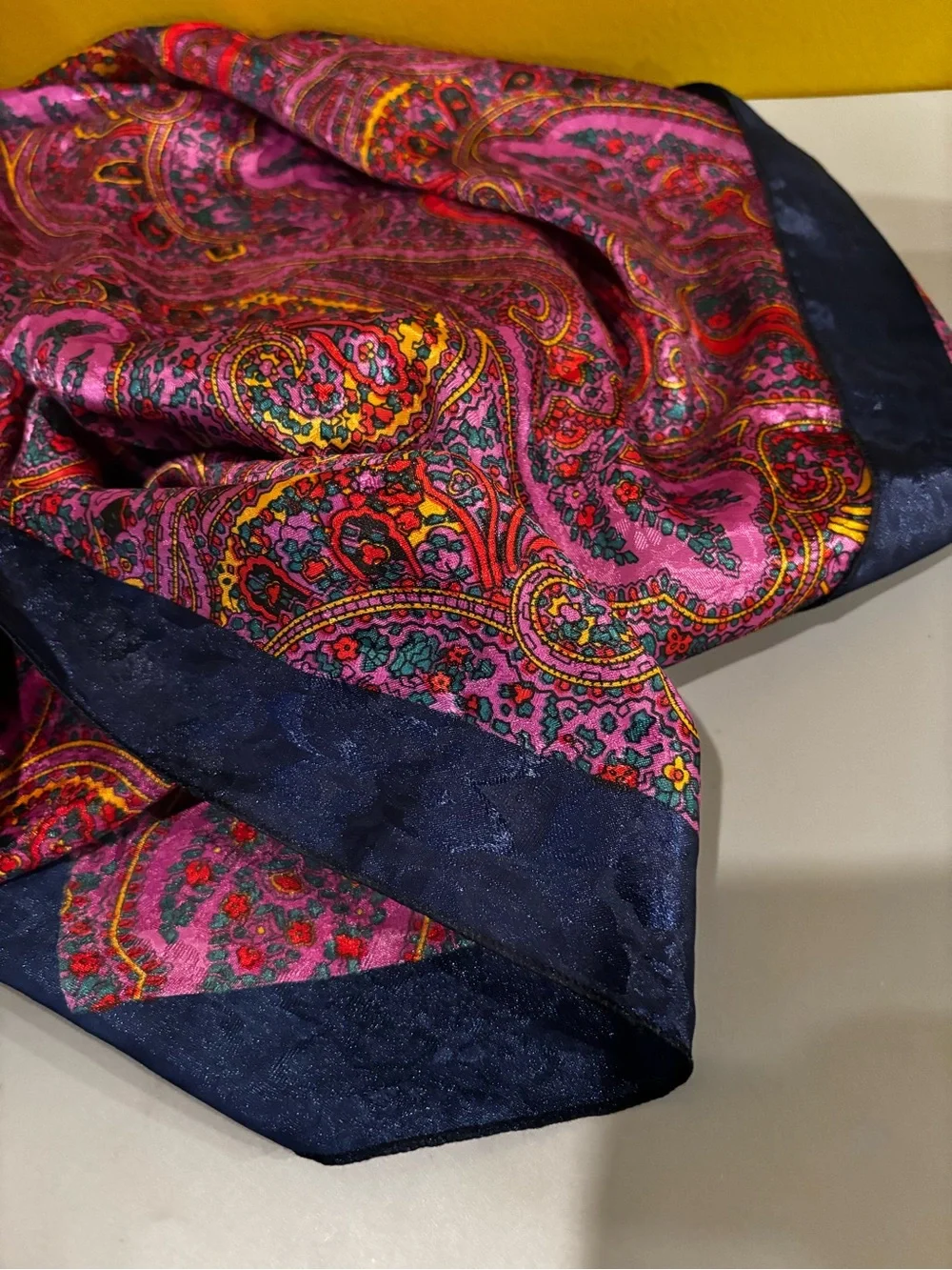 Vibrant Pink Red Paisley square scarf